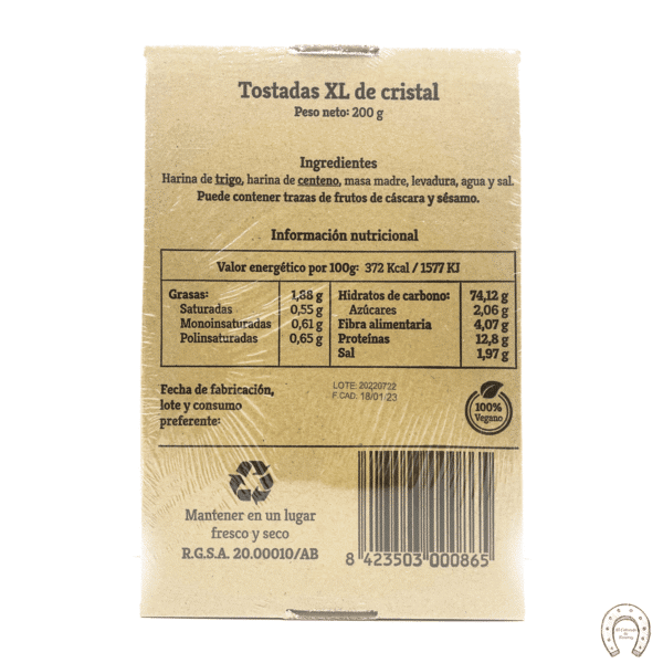 Pan tostado de cristal