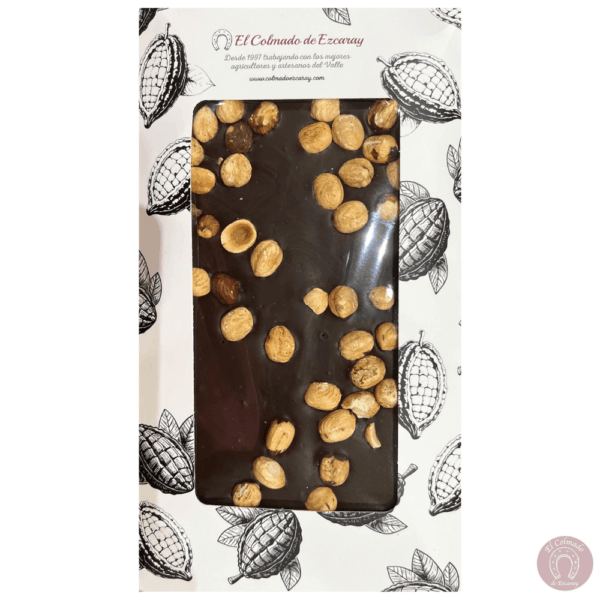 Chocolate artesano 75% cacao con avellanas mediterráneas
