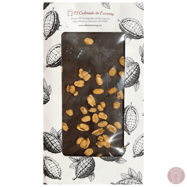 Chocolate artesano 75% cacao con cacahuetes con miel