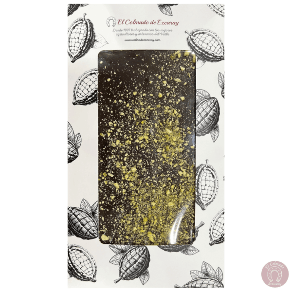 Chocolate artesano 75% cacao con pistacho colmado ezcaray